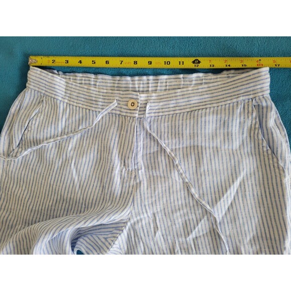 Tommy Bahama Linen Womens Pants Size M White Blue Stripe Drawstring Wide Leg - Picture 5 of 12